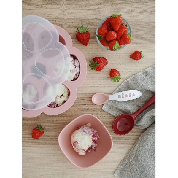 Béaba - Ergonomisch bestekset - 10 stuks (4 vorken en 6 lepels) - Roze/blauw/grijs