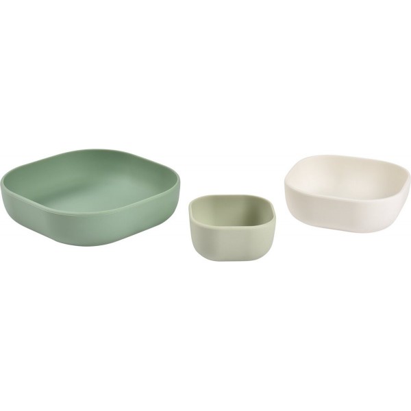 Béaba Set Siliconen Kommen - Sage Green/Cotton/Misty Green
