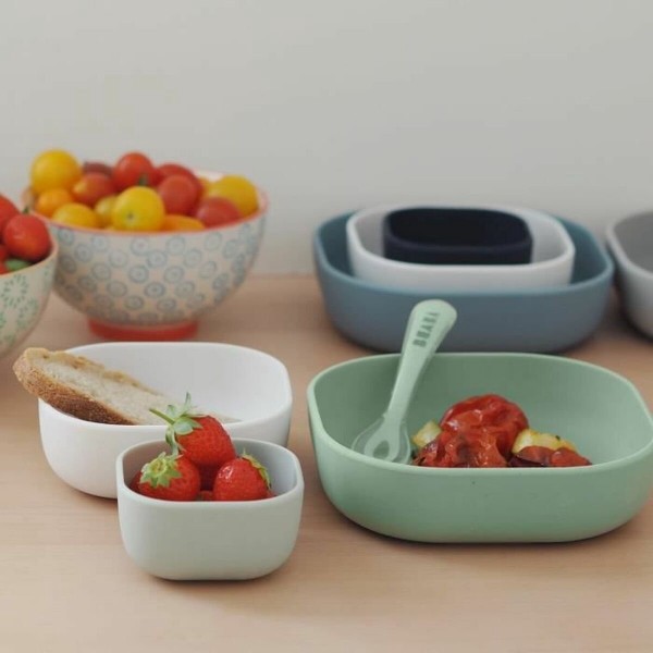 Béaba Set Siliconen Kommen - Sage Green/Cotton/Misty Green