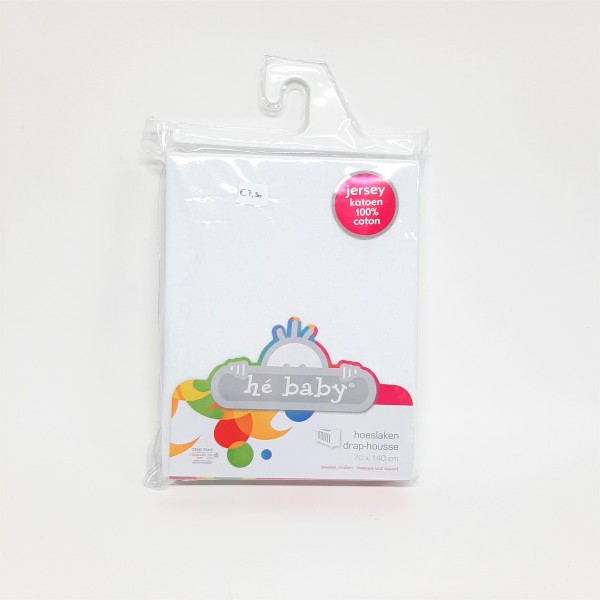 Hé Baby - Hoeslaken voor Meegroei Bed - 70x140 cm - Jersey - Wit